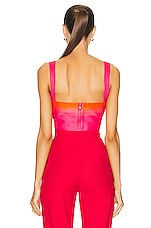 Brandon Maxwell Cut Out Crop Top in Orange Pop & Pink Lemonade, view 3, click to view large image.