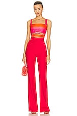Brandon Maxwell Cut Out Crop Top in Orange Pop & Pink Lemonade, view 4, click to view large image.