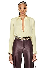 Brandon Maxwell The Spence Button Down Shirt in Buttercream, view 1, click to view large image.