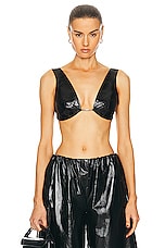 Brandon Maxwell Curved Hardware Bra Top in Black, view 1, click to view large image.