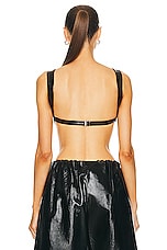 Brandon Maxwell Curved Hardware Bra Top in Black, view 3, click to view large image.