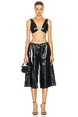 Brandon Maxwell Curved Hardware Bra Top in Black, view 4, click to view large image.