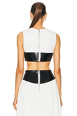 Brandon Maxwell Pleated Neck Bustier Bra Top in Black & White, view 3, click to view large image.