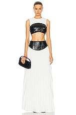 Brandon Maxwell Pleated Neck Bustier Bra Top in Black & White, view 4, click to view large image.