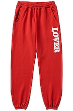 Bianca Chandon Lover 10th Anniversary Sweatpants in Red, view 1, click to view large image.