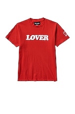 Bianca Chandon Lover 10th Anniversary T-shirt in Red, view 1, click to view large image.