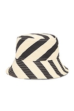 BODE Domino Stripe Bucket Hat in Ecru & Black, view 2, click to view large image.