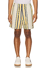 BODE Namesake Stripe Shorts in Ecru Multi, view 4, click to view large image.