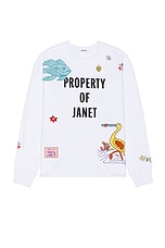 BODE Property Of Janet Crewneck in White, view 1, click to view large image.