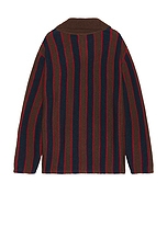 BODE Mohair Stripe Cardigan in Navy & Brown, view 2, click to view large image.