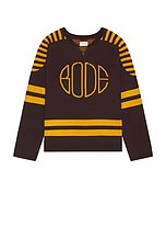 BODE Rink Sweater in Brown & Yellow, view 1, click to view large image.