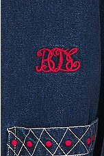 BODE Embroidered Denim Jacket in Indigo, view 3, click to view large image.