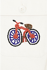 BODE Beaded Bicycle Jacket in Ecru Multi, view 3, click to view large image.