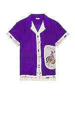 BODE Round Up Short Sleeve Shirt in Violet, view 1, click to view large image.
