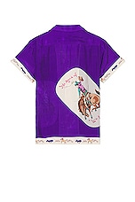 BODE Round Up Short Sleeve Shirt in Violet, view 2, click to view large image.