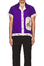 BODE Round Up Short Sleeve Shirt in Violet, view 4, click to view large image.