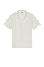 BODE Meandering Lace Short Sleeve Shirt in Natural, view 1, click to view large image.