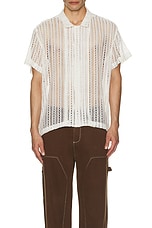 BODE Meandering Lace Short Sleeve Shirt in Natural, view 4, click to view large image.