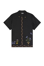 BODE Garden Sampler Short Sleeve Shirt in Black Multi, view 1, click to view large image.