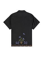 BODE Garden Sampler Short Sleeve Shirt in Black Multi, view 2, click to view large image.