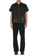BODE Garden Sampler Short Sleeve Shirt in Black Multi, view 5, click to view large image.