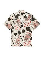 BODE Ace Of Spaded Short Sleeve Shirt in Black Multi, view 1, click to view large image.
