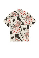 BODE Ace Of Spaded Short Sleeve Shirt in Black Multi, view 2, click to view large image.