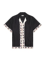 BODE Taureau Short Sleeve Shirt in Black, view 1, click to view large image.
