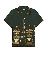 BODE Beaded Paddock Sampler Short Sleeve Shirt in Green Multi, view 1, click to view large image.