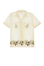 BODE Embroidered Suncherry Short Sleeve Shirt in White Multi, view 2, click to view large image.