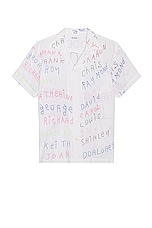 BODE Familial Hall Short Sleeve Shirt in White, view 1, click to view large image.