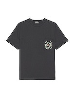 BODE Daisy Never Tell Pocket T-shirt in Charcoal, view 1, click to view large image.