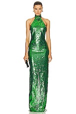 BODE Sequined Siren Gown in Green, view 2, click to view large image.