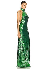 BODE Sequined Siren Gown in Green, view 3, click to view large image.
