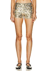 BODE Sequin Club Short in Gold, view 1, click to view large image.