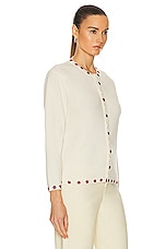 BODE Starflower Beaded Cardigan in Cream, view 2, click to view large image.