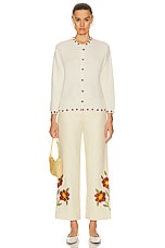 BODE Starflower Beaded Cardigan in Cream, view 4, click to view large image.
