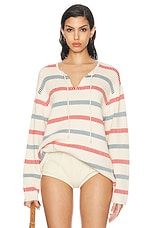 BODE Bay Stripe Sweater in Cream & Multi, view 1, click to view large image.