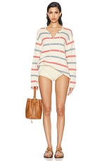 BODE Bay Stripe Sweater in Cream & Multi, view 4, click to view large image.