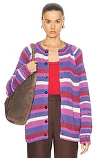 BODE Flynn Cardigan in Purple, view 1, click to view large image.