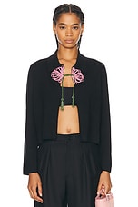 BODE Beaded Abilene Cardigan in Black, view 1, click to view large image.