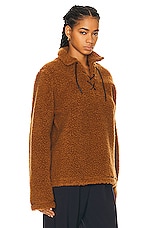 BODE Fleece Tie Up Pullover Sweater in Caramel, view 2, click to view large image.