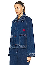 BODE Embroidered Denim Jacket in Indigo, view 3, click to view large image.