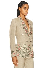 BODE Embroidered Trumpet Flower Suit Jacket in Tan, view 2, click to view large image.