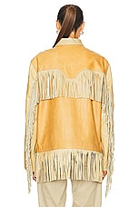 BODE Duo Leather Fringe Jacket in Brown & Tan, view 4, click to view large image.