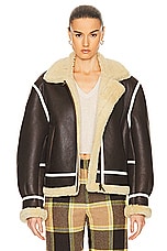 BODE Aviator Shearling Jacket in Brown, view 1, click to view large image.