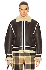 BODE Aviator Shearling Jacket in Brown, view 2, click to view large image.