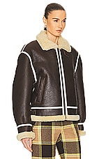 BODE Aviator Shearling Jacket in Brown, view 3, click to view large image.