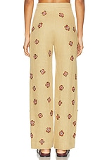 BODE Embroidered Wax Flower Trouser in Tan Multi, view 3, click to view large image.