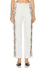 BODE Beaded Wheat Flower Trouser in Cream, view 1, click to view large image.
